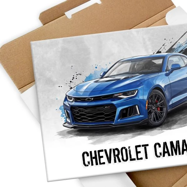 Plakat metalowy z pudelkiem Chevrolet Camaro ZL1